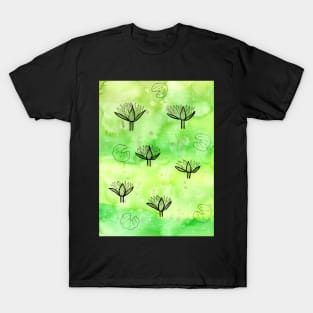 Water Lily Watercolor Pattern T-Shirt